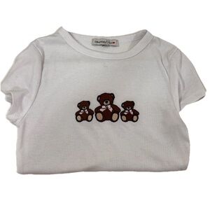 Orange Kiss, Women’s Crop Tank, Embroidered Teddy Bear, Y2K Retro M